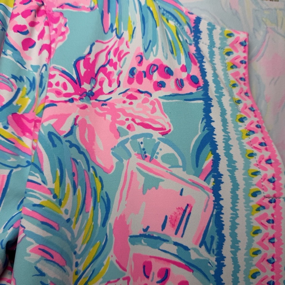 Lilly Pulitzer Karina Tunic XL ChillyLilly UPF 50+ Blue Ibiza 3/4 Sleeve Top - Picture 9 of 13